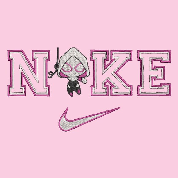 Nike Chibi Ghost Spider Woman Embroidered Adult Crewneck Sweatshirt Gwen Stacy - Picture 6 of 9